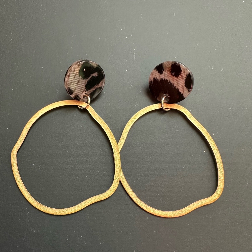 Leopard & Gold Drop Earring